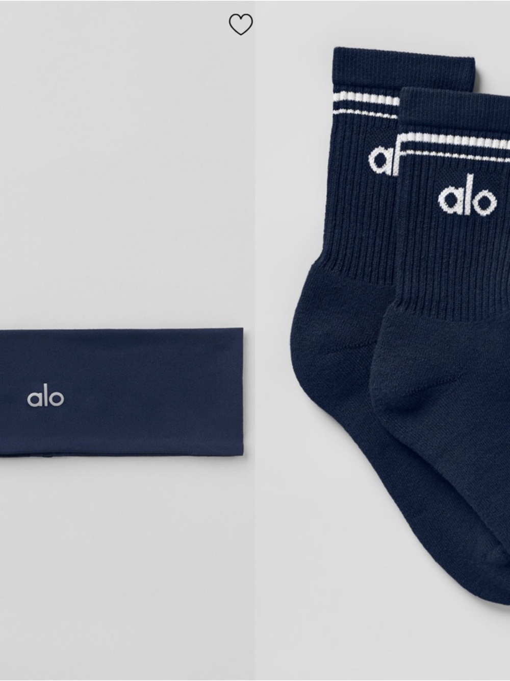 BUNDLE: ALO Navy Half Crew Socks & Navy Performance Conquer Headband